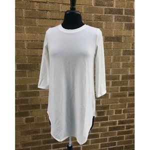 Ivory Jersey Tunic Top with 3/4 Sleeves